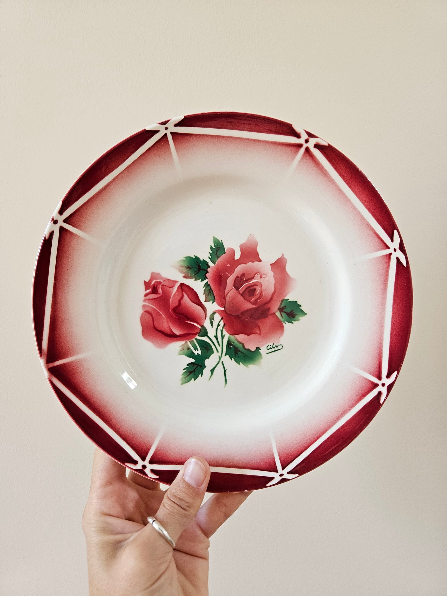 Assiette plate rétro Digoin, Cibon