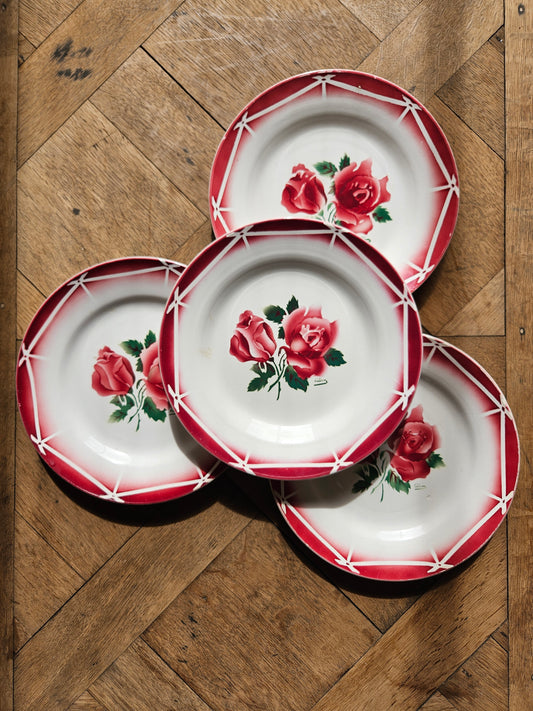 4 assiettes plates rétro Digoin, Cibon