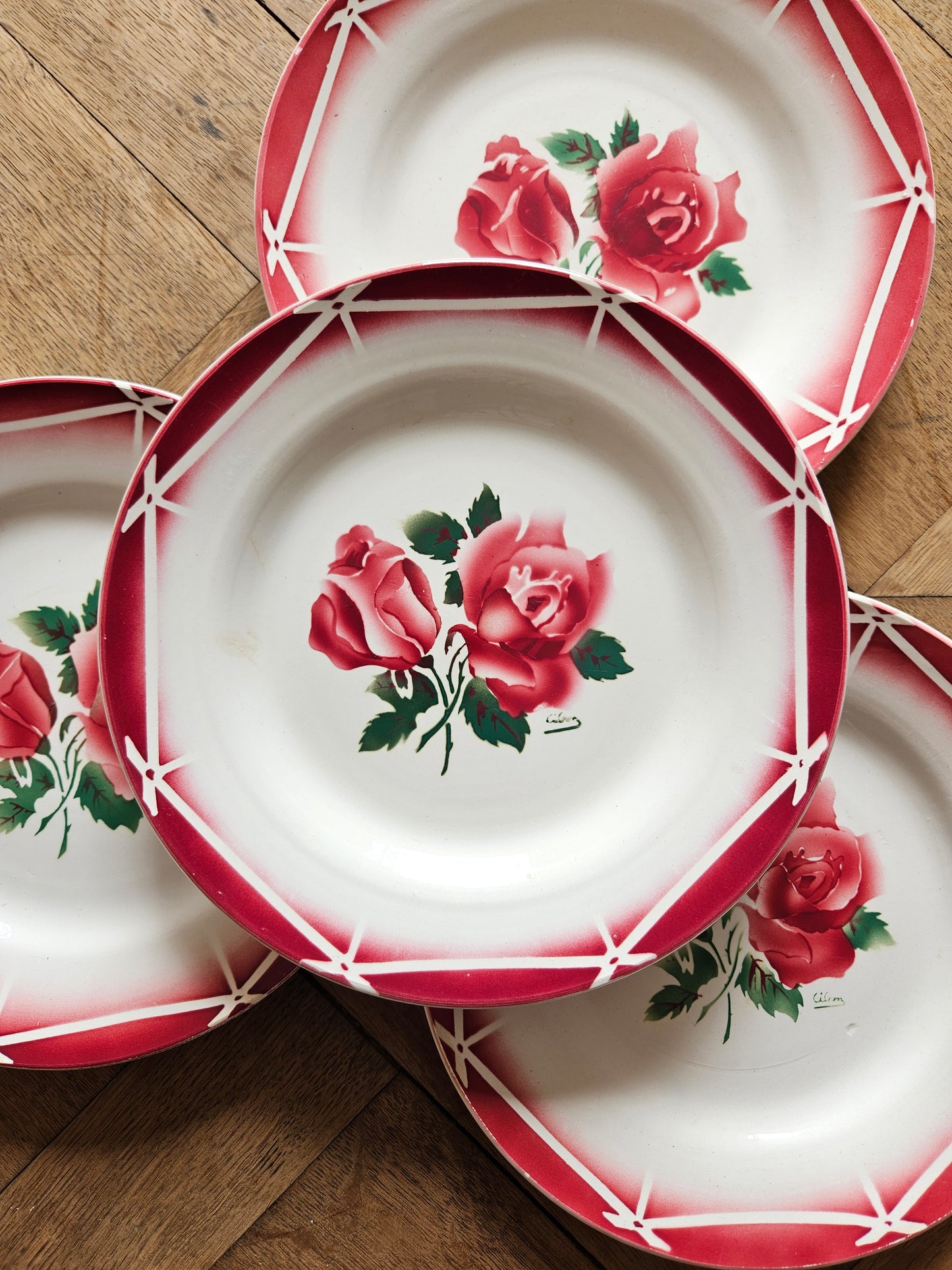 assiettes plates rétro Digoin, Cibon