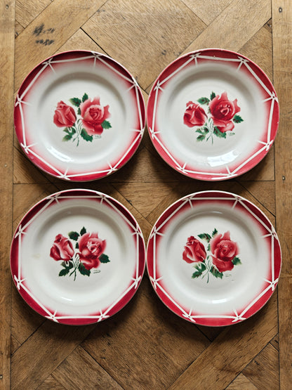 4 assiettes plates vintage Digoin, Cibon
