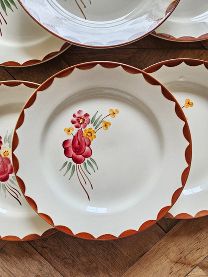 Assiettes plates vintage HBCM, Huguette