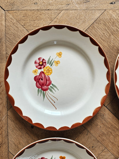 Assiettes plates vintage HBCM, Huguette