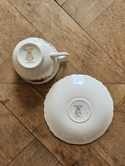 Estampilles tasse et sous-tasse vintage Crown Ducal, Wilmslow