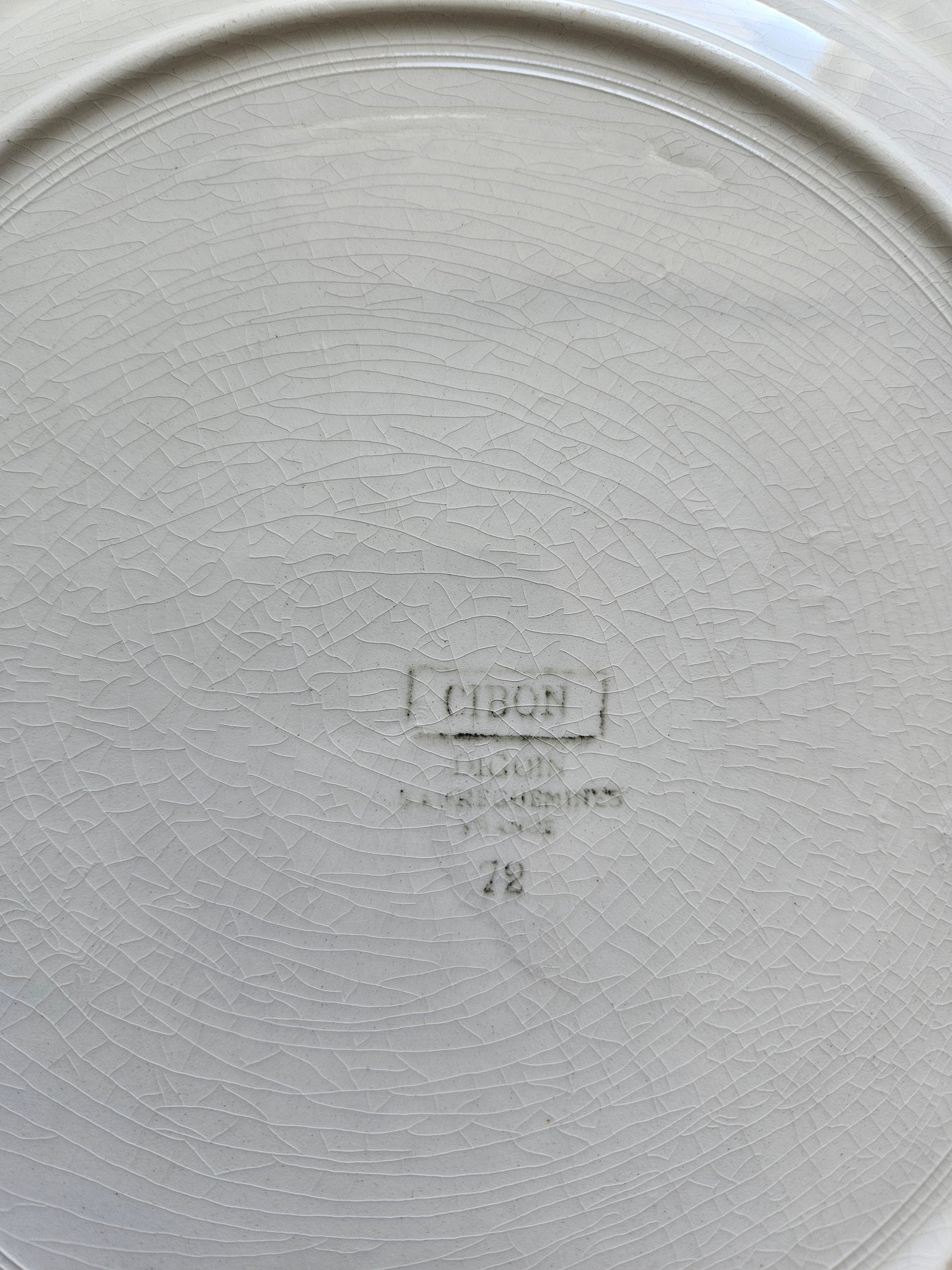 Estampille du plat rond ancien Digoin, modèle Cibon