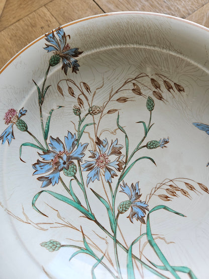 Décor fleuri sur compotier ancien