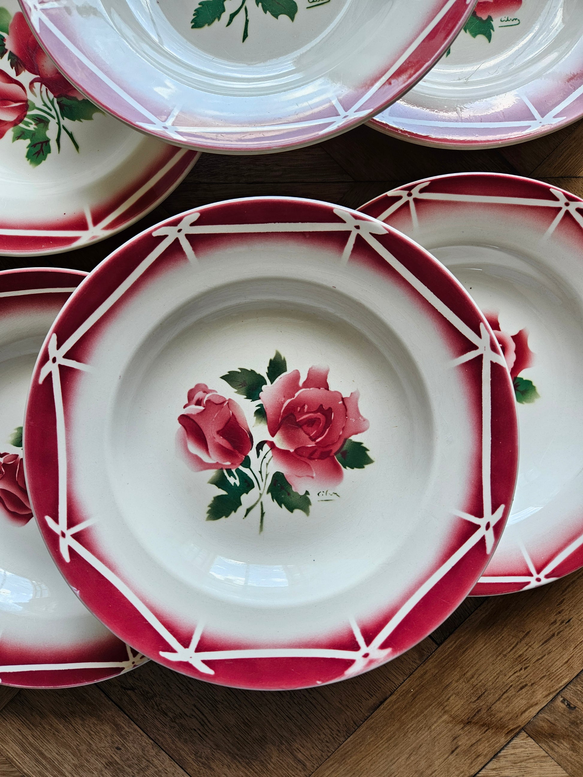 Assiettes creuses vintage Digoin, Cibon