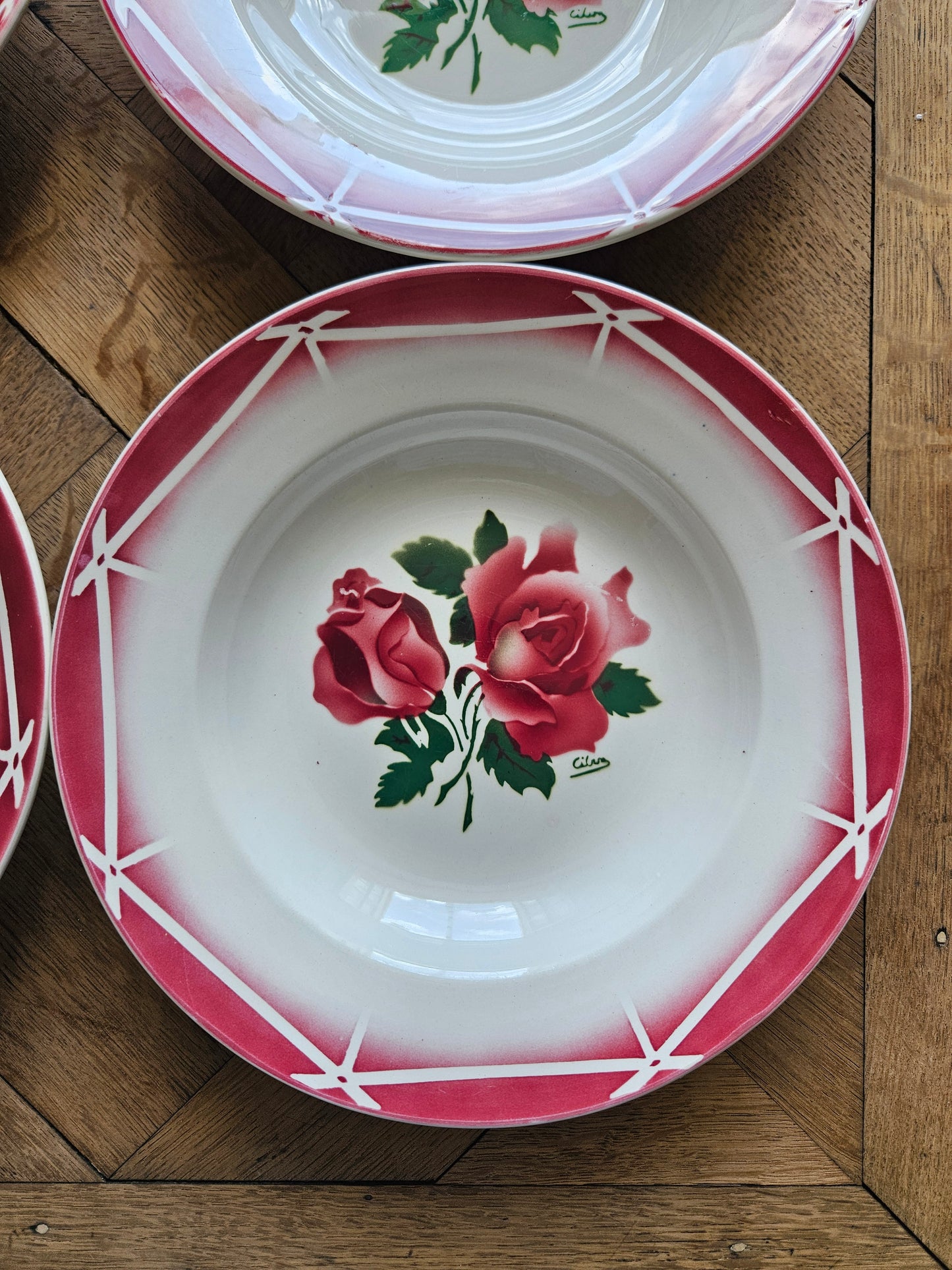 6 assiettes creuses rétro Digoin, Cibon