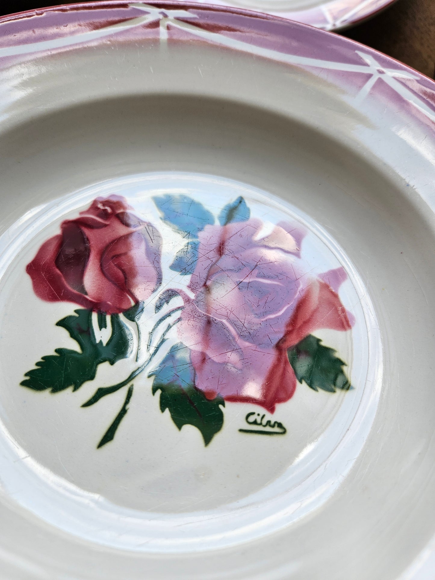 6 assiettes creuses rétro Digoin, Cibon