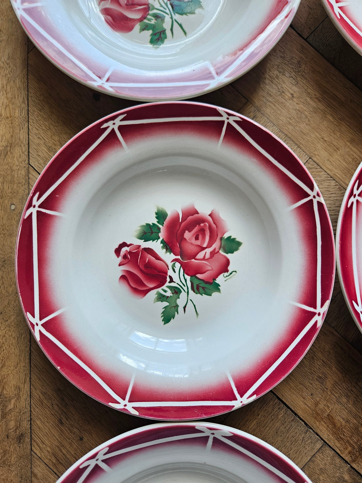 6 assiettes creuses rétro Digoin, Cibon