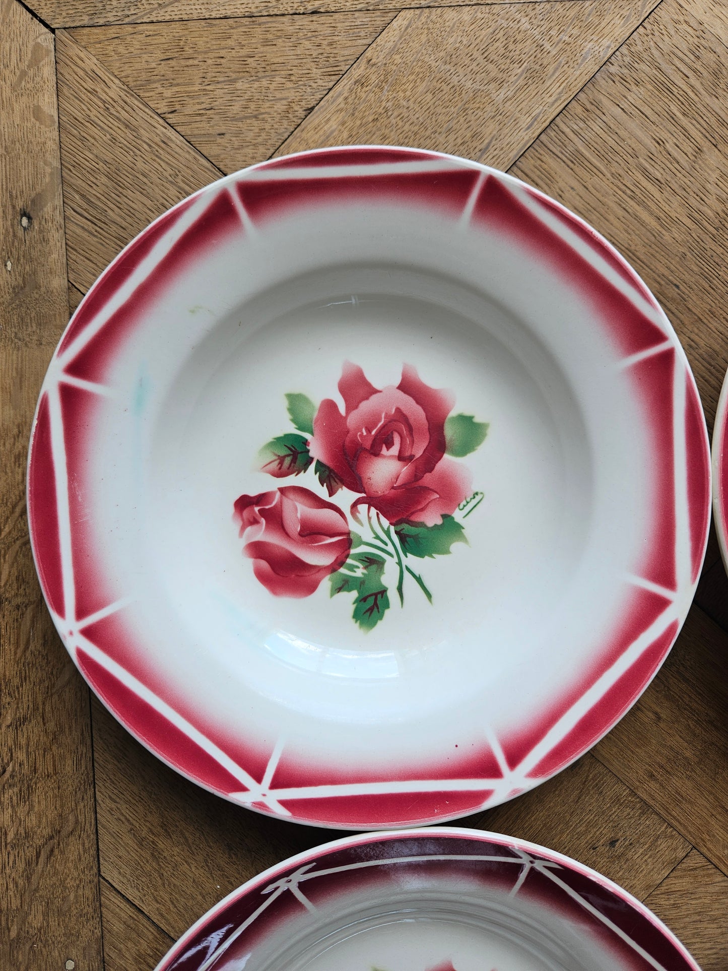 6 assiettes creuses rétro Digoin, Cibon