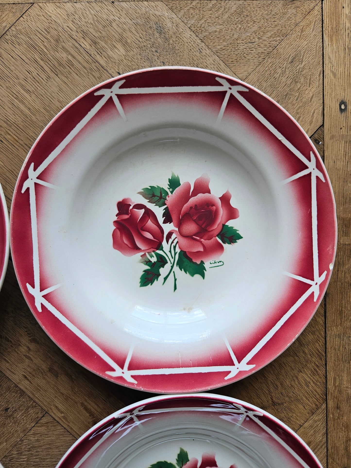 6 assiettes creuses rétro Digoin, Cibon