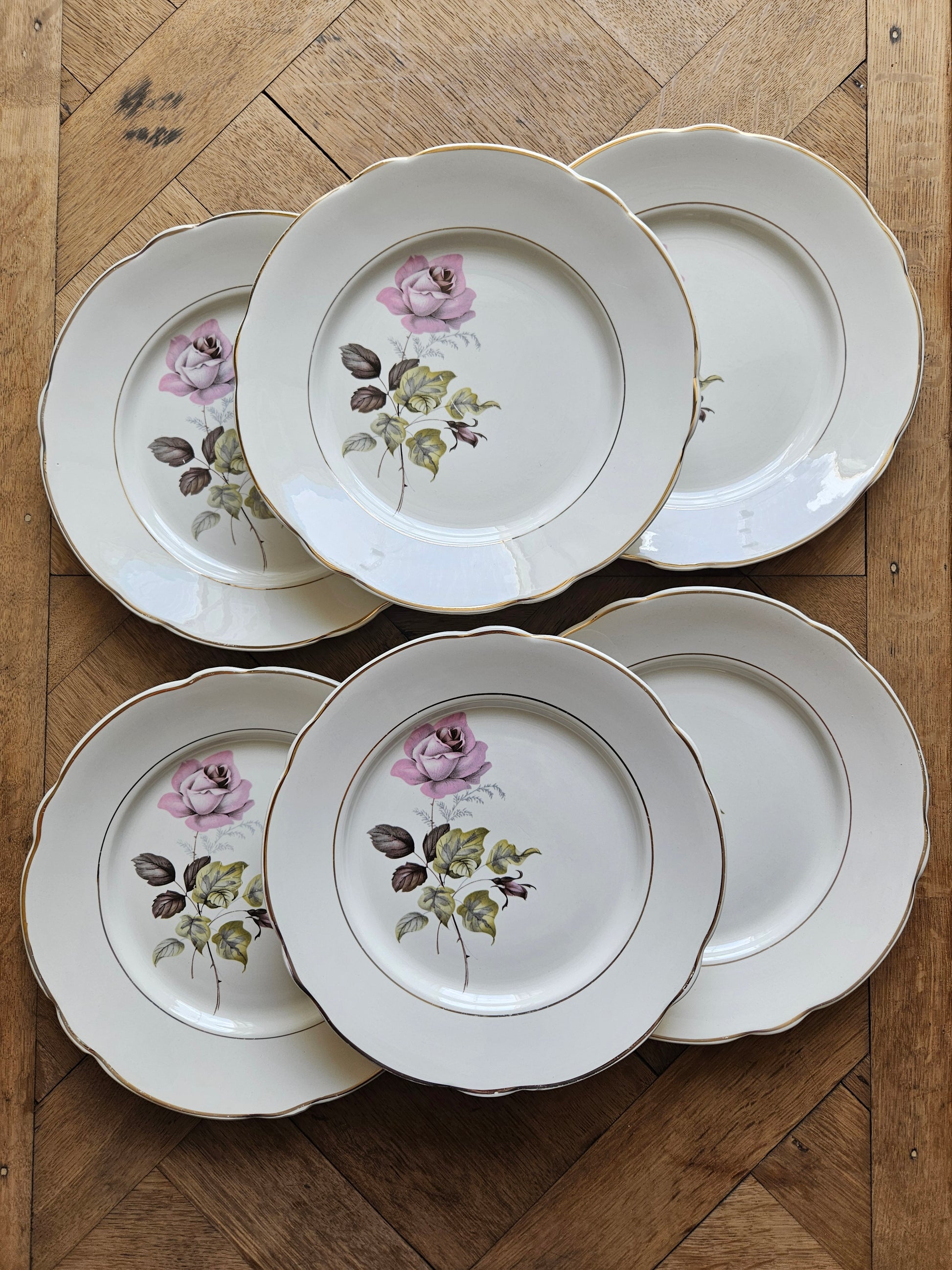 Lot de 6 assiettes à dessert anciennes K & G Lunéville Modél Lot de 6 assiettes à dessert anciennes K & G Lunéville Modél