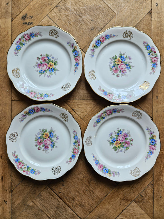 Assiettes plates anciennes porcelaine S.F.P Foëcy