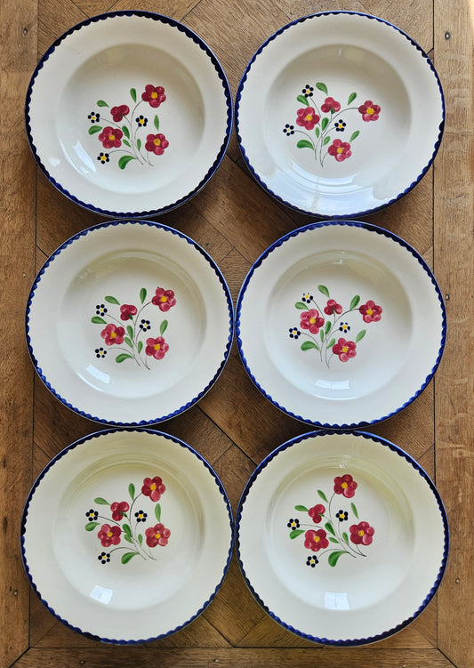Lot de 6 assiettes creuses vintage Salins, Rosemonde