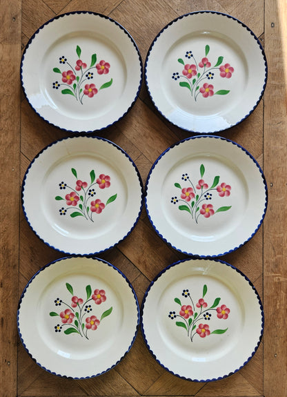 Ensemble de 6 assiettes plates vintage Salins, Rosemonde