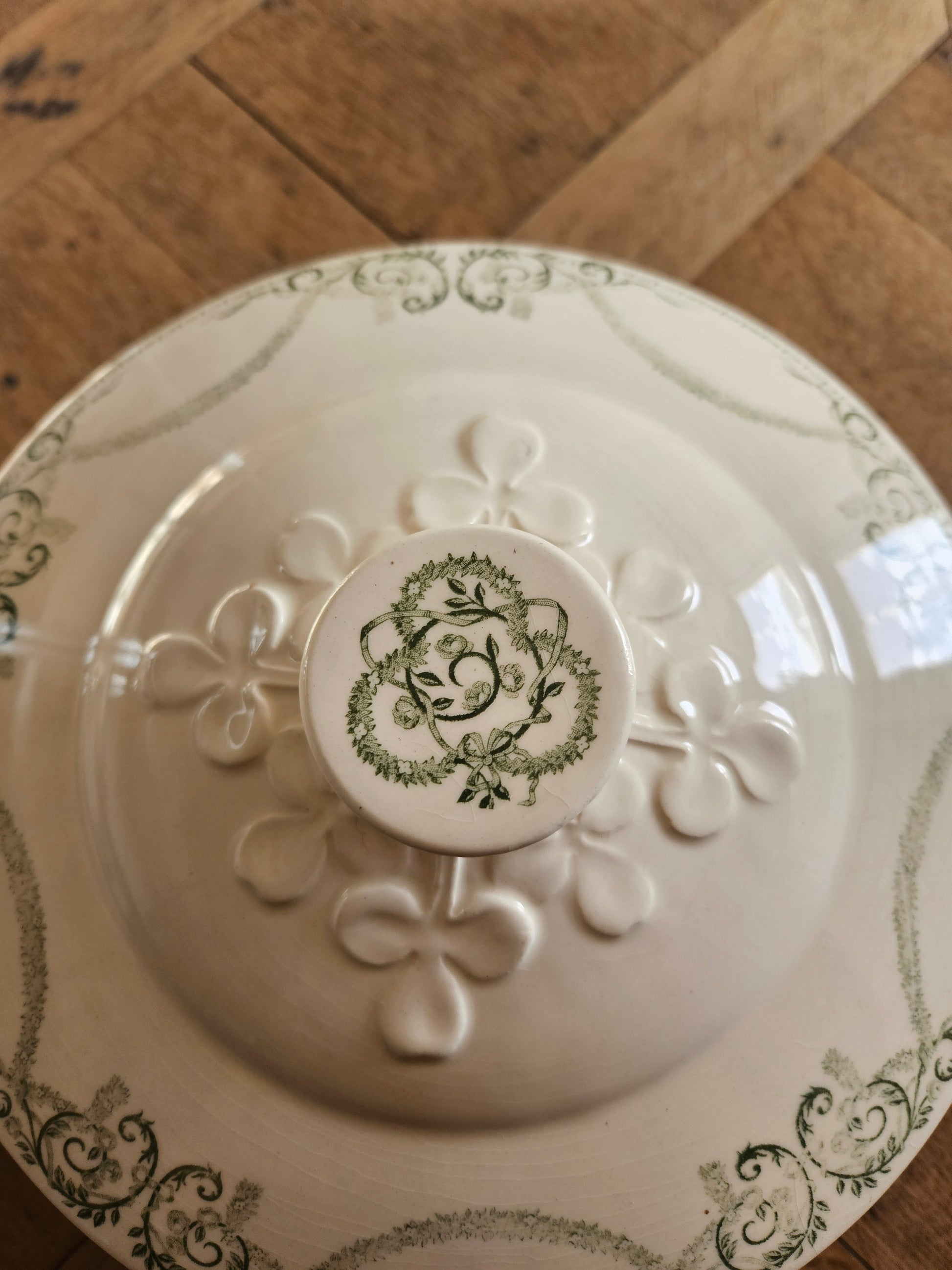 Couvercle de soupière ancienne Creil et Montereau, Napoléon