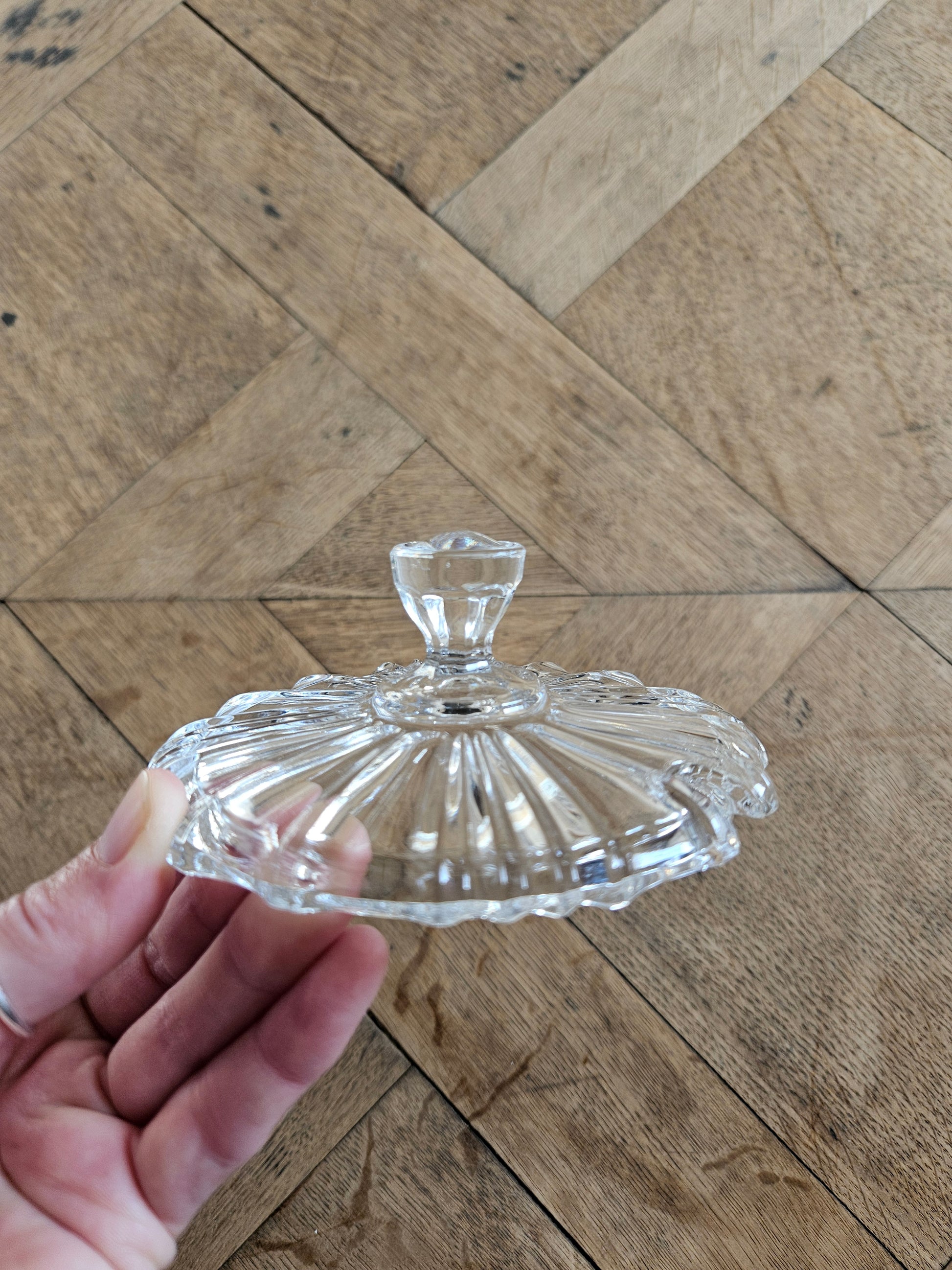 Couvercle de bonbonnière vintage en cristal