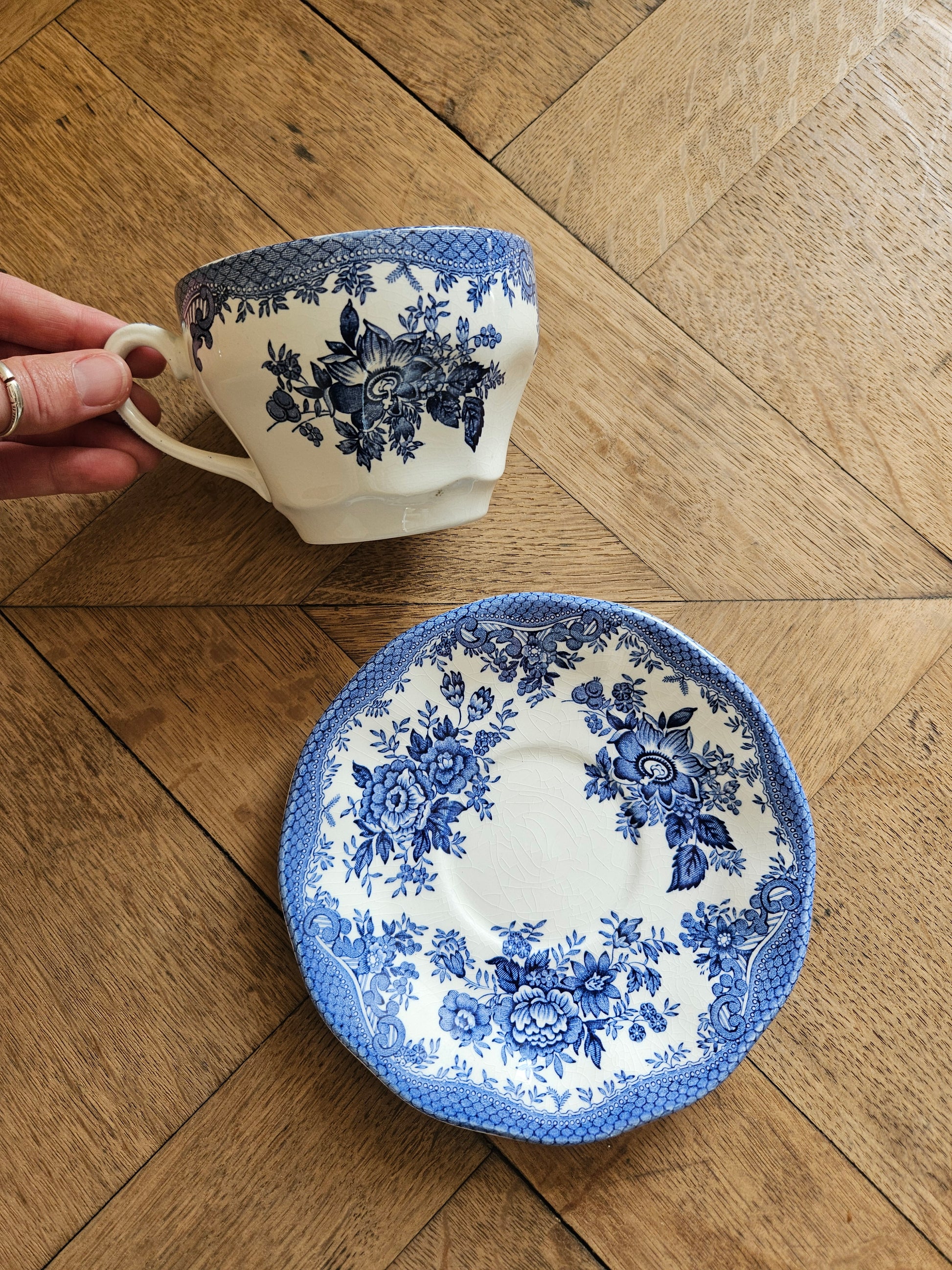 Tassesm et sous-tasse vintage Wedgwood, Asiatic Pheasants