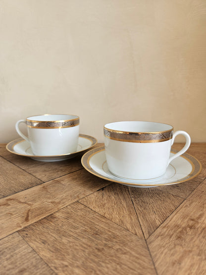 Lot de 2 grandes tasses en porcelaine Lafarge, Limoges