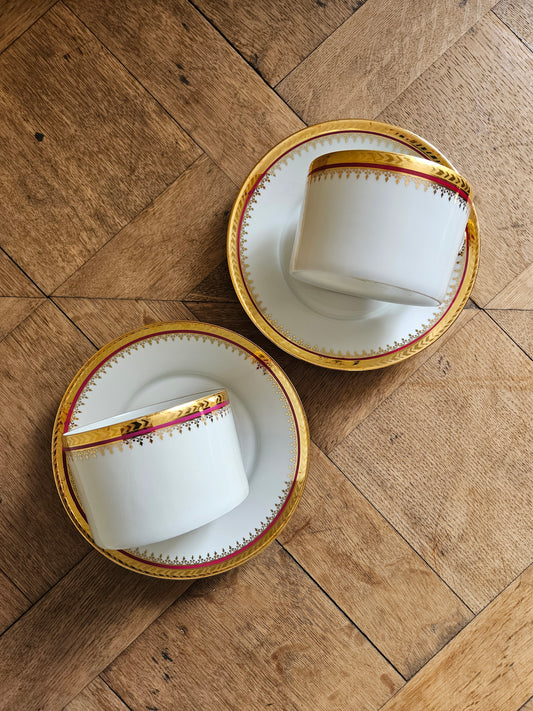 Lot de 2 grandes tasses vintage, porcelaine d’Art, Limoges