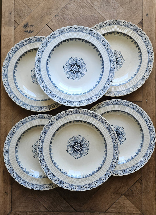 Assiettes creuses anciennes Mintons, Kerry. Terre de fer.