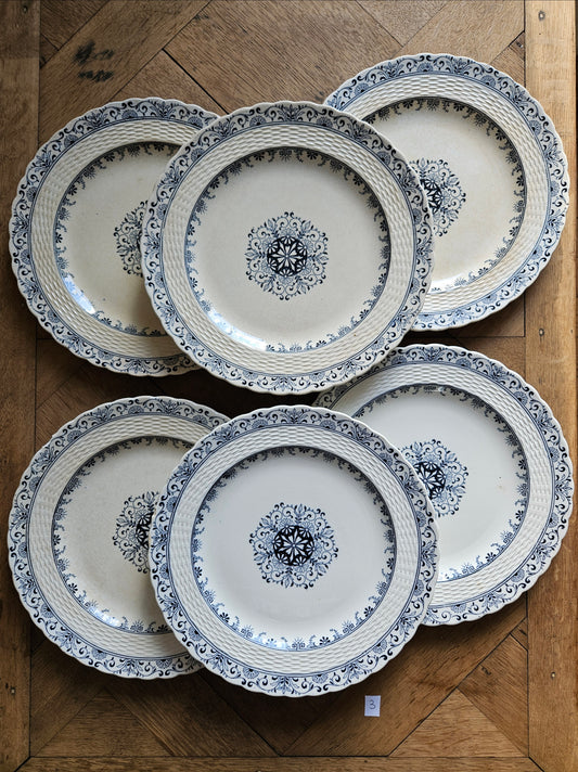 Assiettes plates anciennes Mintons, Kerry. Terre de fer. Patinées. 