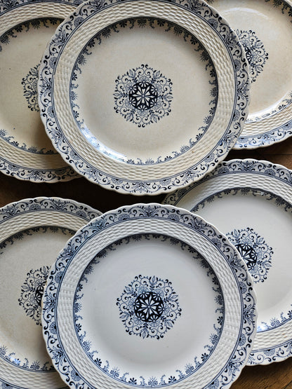 Assiettes plates anciennes Mintons, Kerry. Terre de fer. Patinées. 