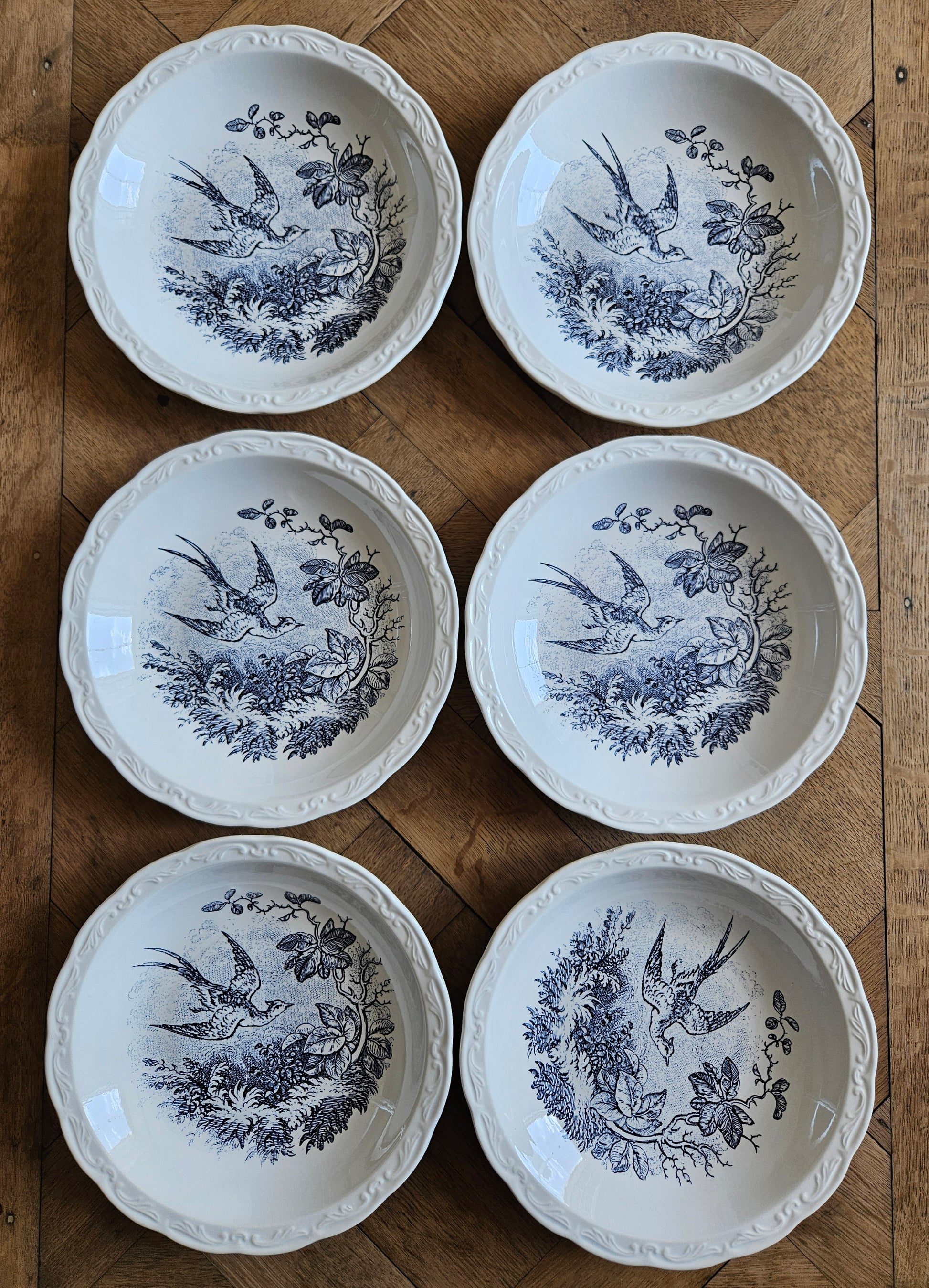 Lot de 6 assiettes creuses vintage Digoin, Colvert