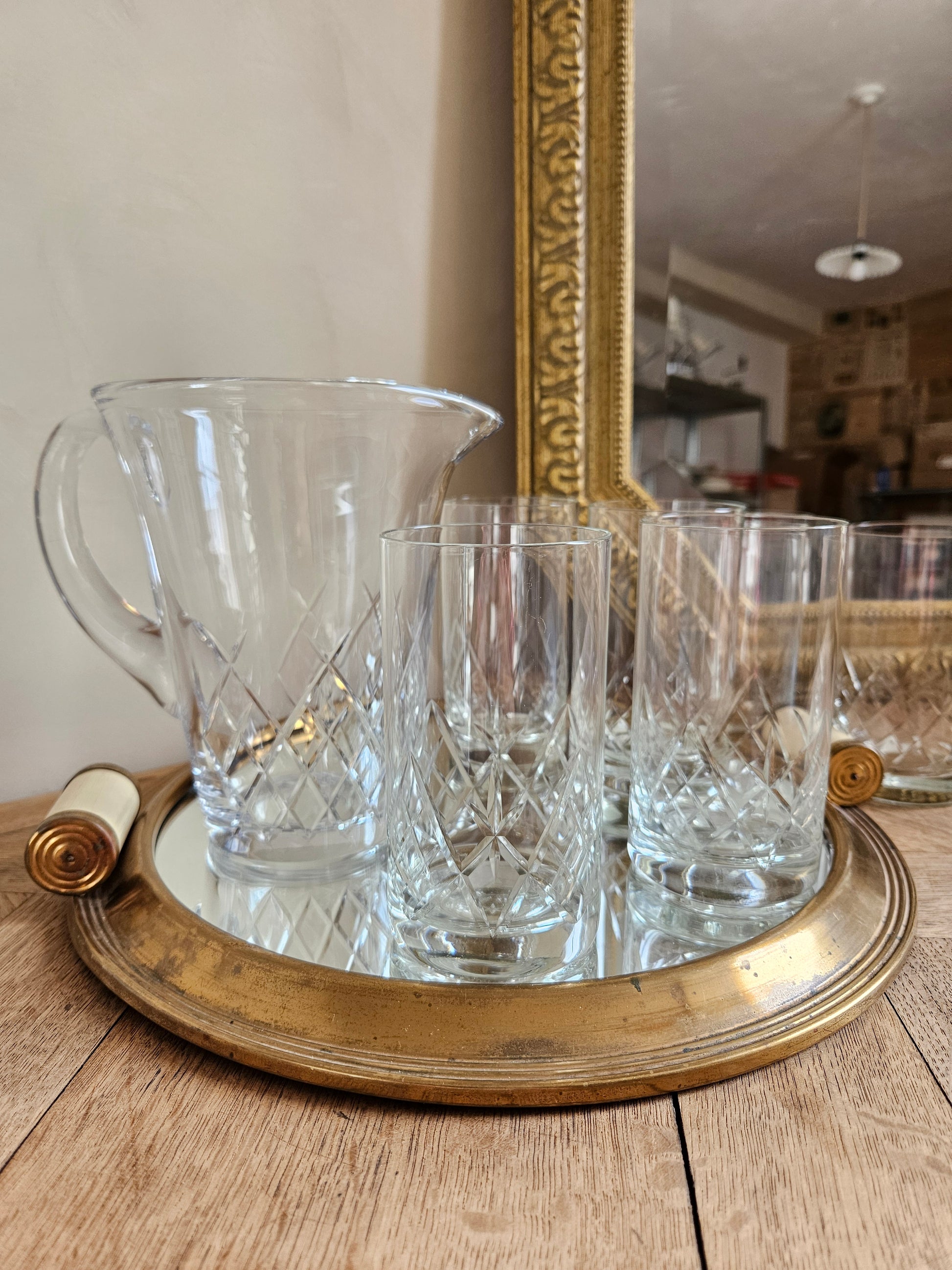 Service à orangeade vintage en cristal