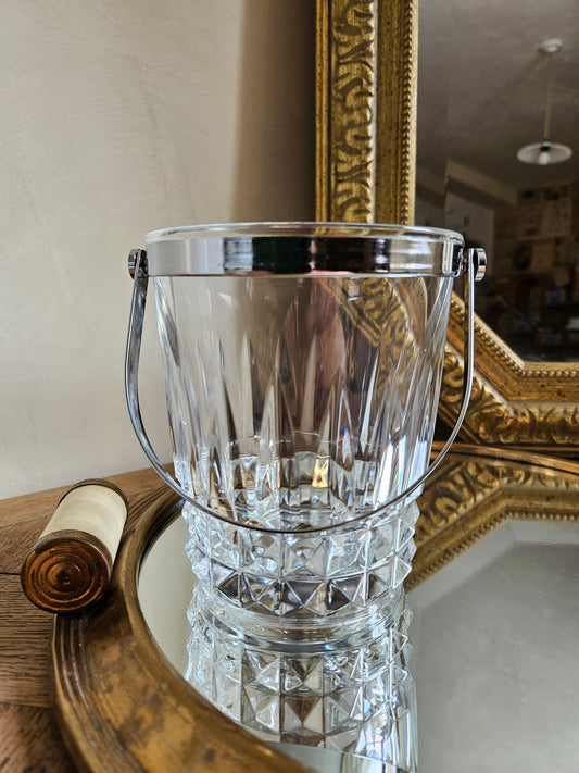 Élégant seau à glace vintage en cristal d’Arques