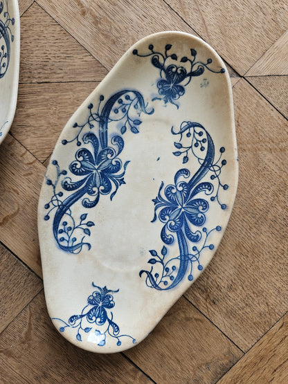 Ravier ancien en terre de fer, Faïencerie de Lyon modèle Joconde