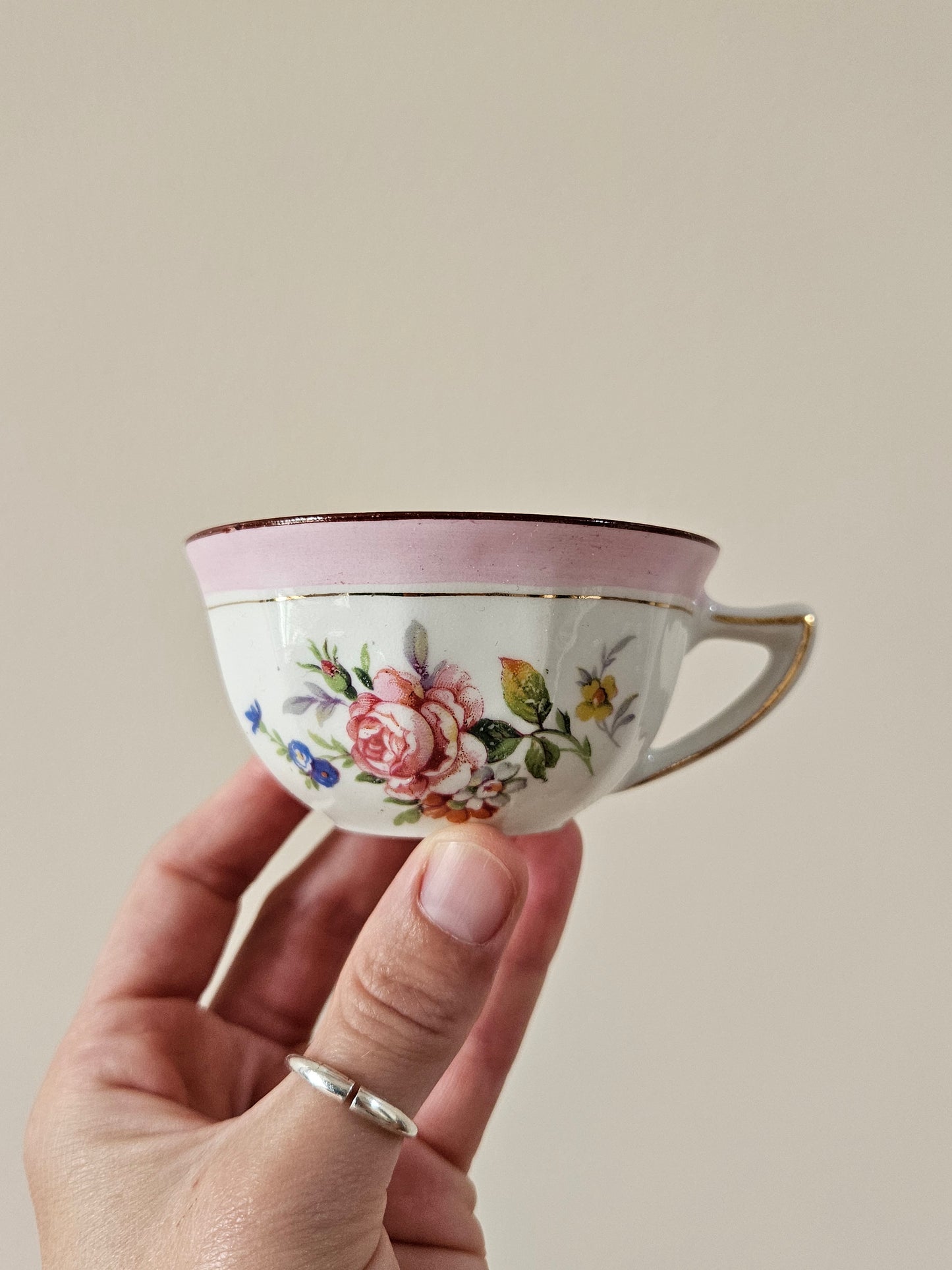 Service à café vintage en porcelaine, rose