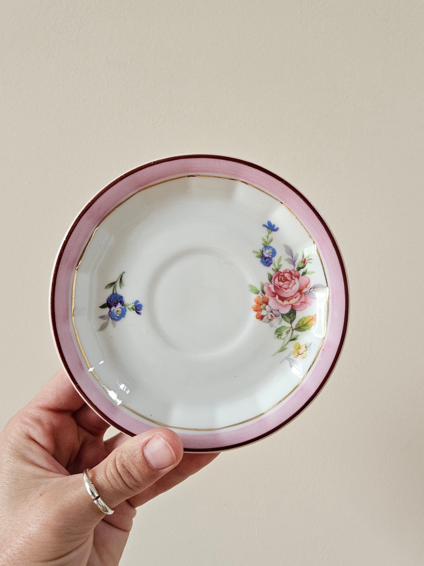 Service à café vintage en porcelaine, rose