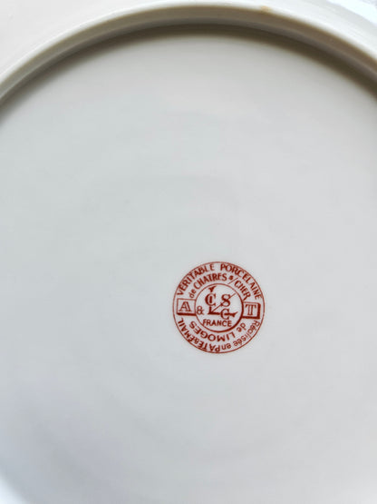 Assiettes à dessert anciennes porcelaine fleurie, Châtres-sur-Cher