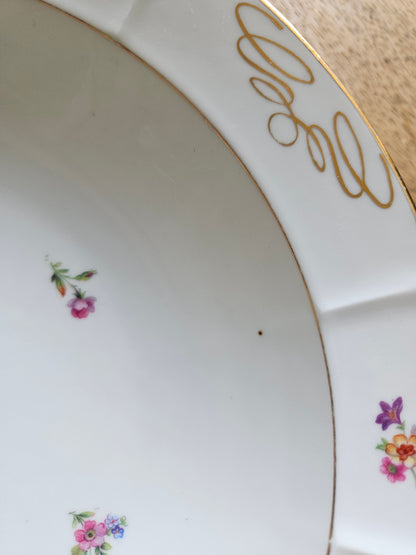 Plat creux ancien porcelaine fleurie, Châtres-sur-Cher