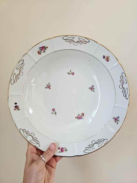 Plat creux ancien porcelaine fleurie, Châtres-sur-Cher