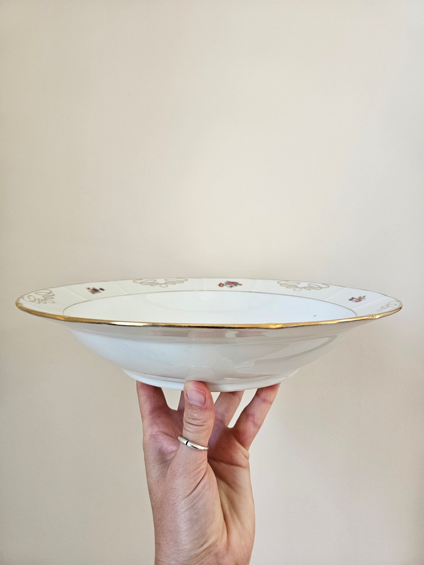 Plat creux ancien porcelaine fleurie, Châtres-sur-Cher