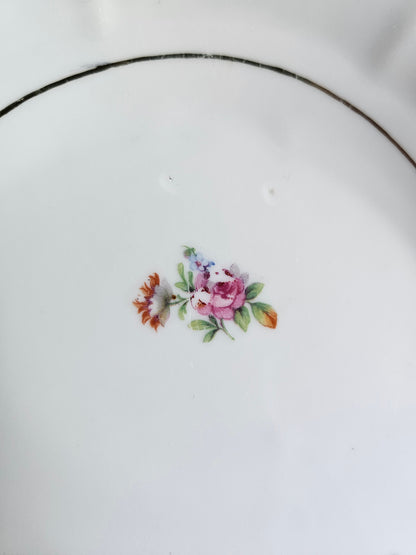 Plat ovale ancien porcelaine fleurie, Châtres-sur-Cher