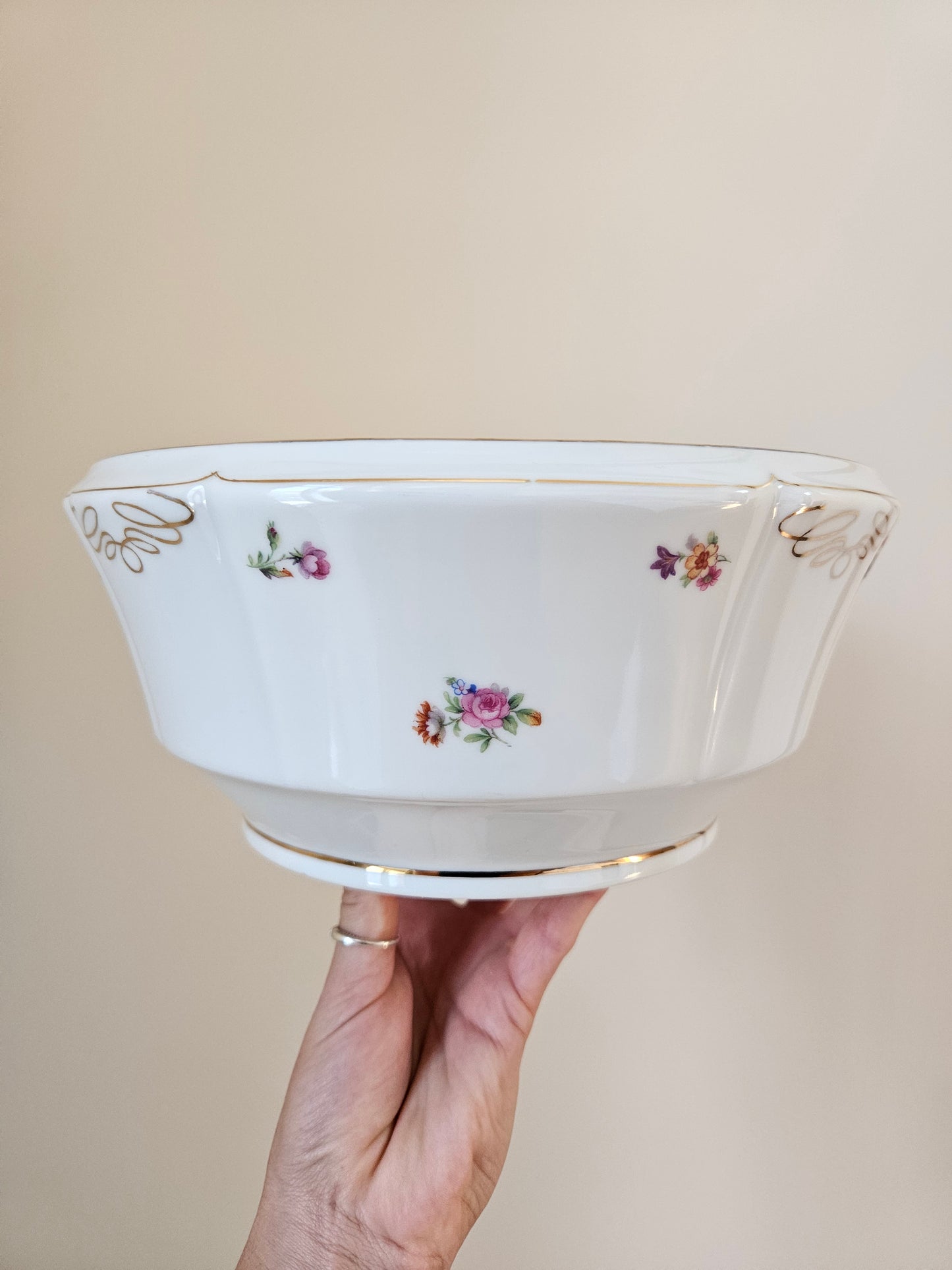 Saladier ancien porcelaine fleurie, Châtres-sur-Cher.
