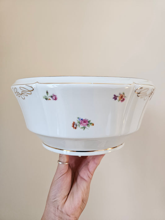 Saladier ancien porcelaine fleurie, Châtres-sur-Cher.