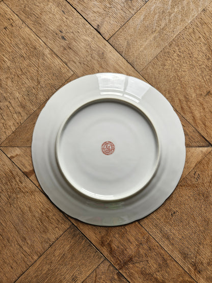 Estampille sur assiette plate vintage en porcelaine de Châtres-sur-Cher. 