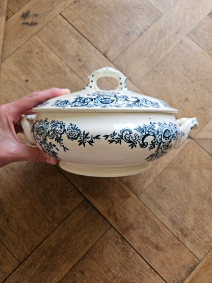 Légumier ancien HB & Cie, Louis XV. Ironstone