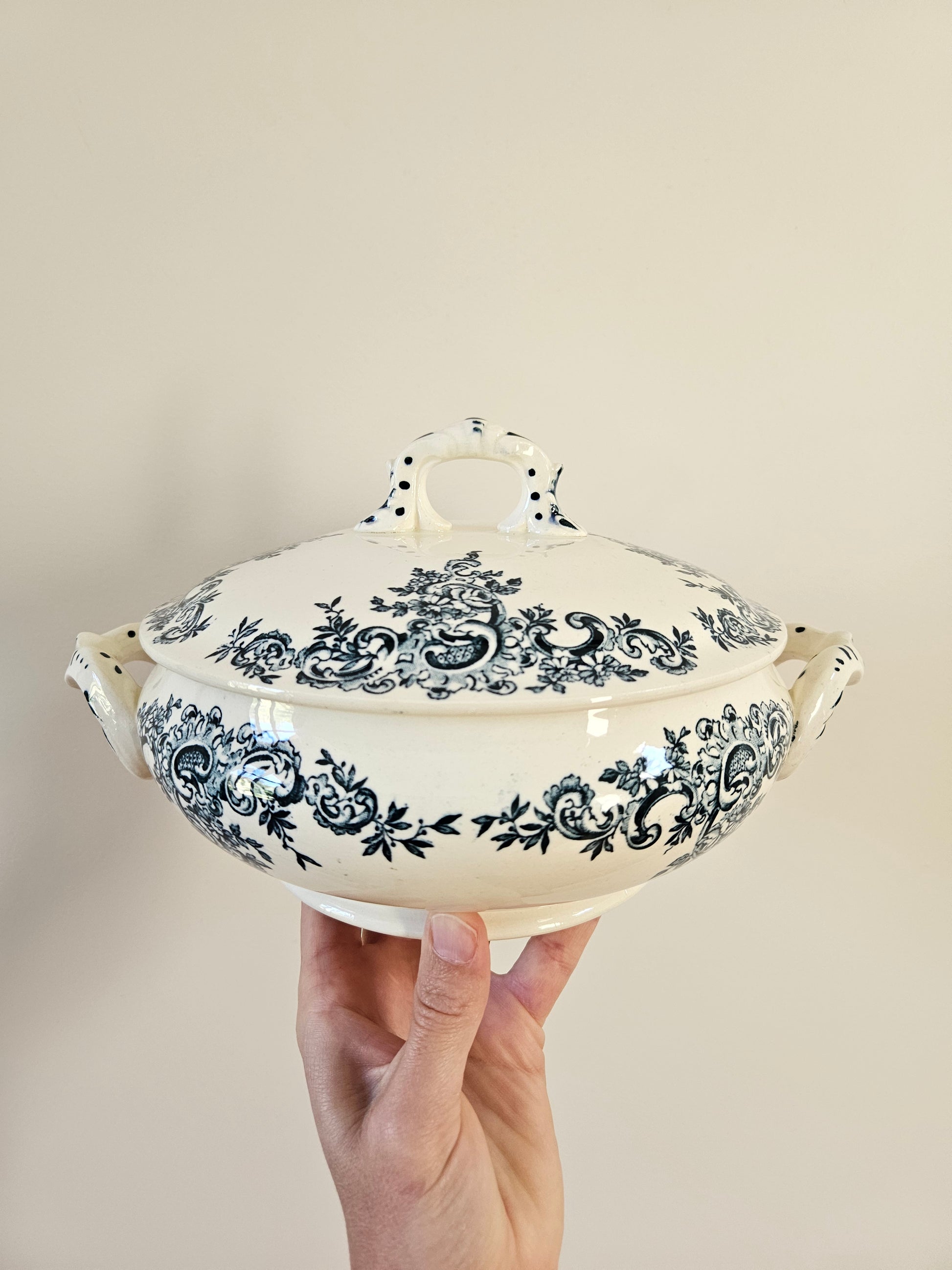 Légumier ancien HB & Cie, Louis XV. Terre de fer