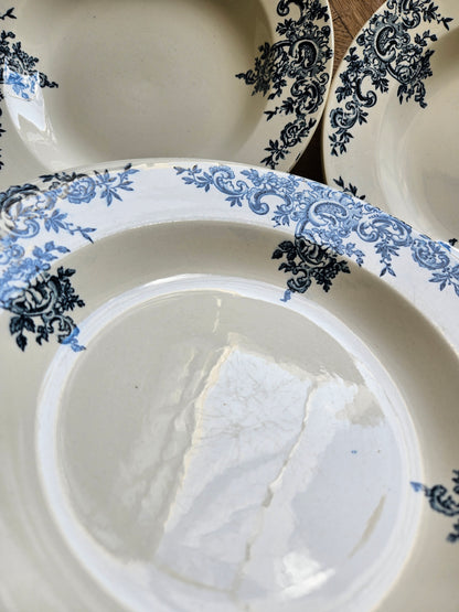 Assiettes creuses anciennes HB & Cie, Louis XV