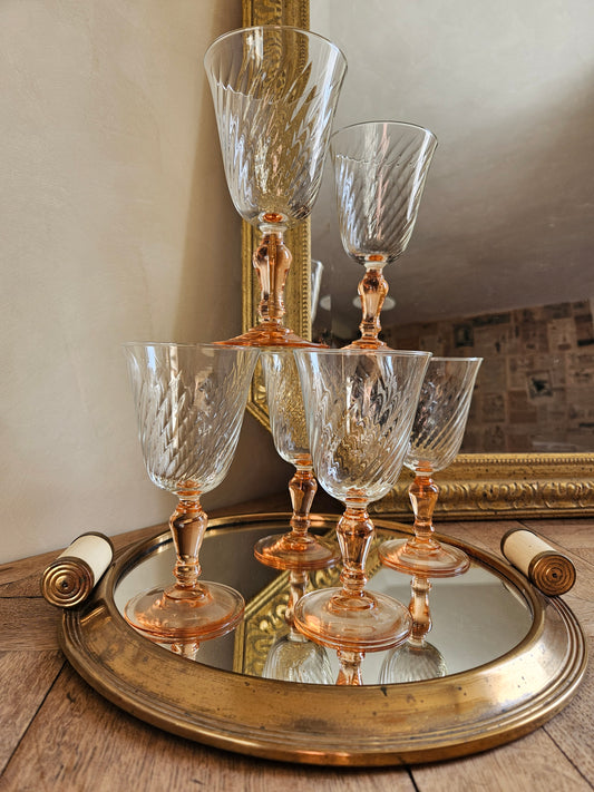 Lot de 6 verres à eau vintage Luminarc Rosaline.