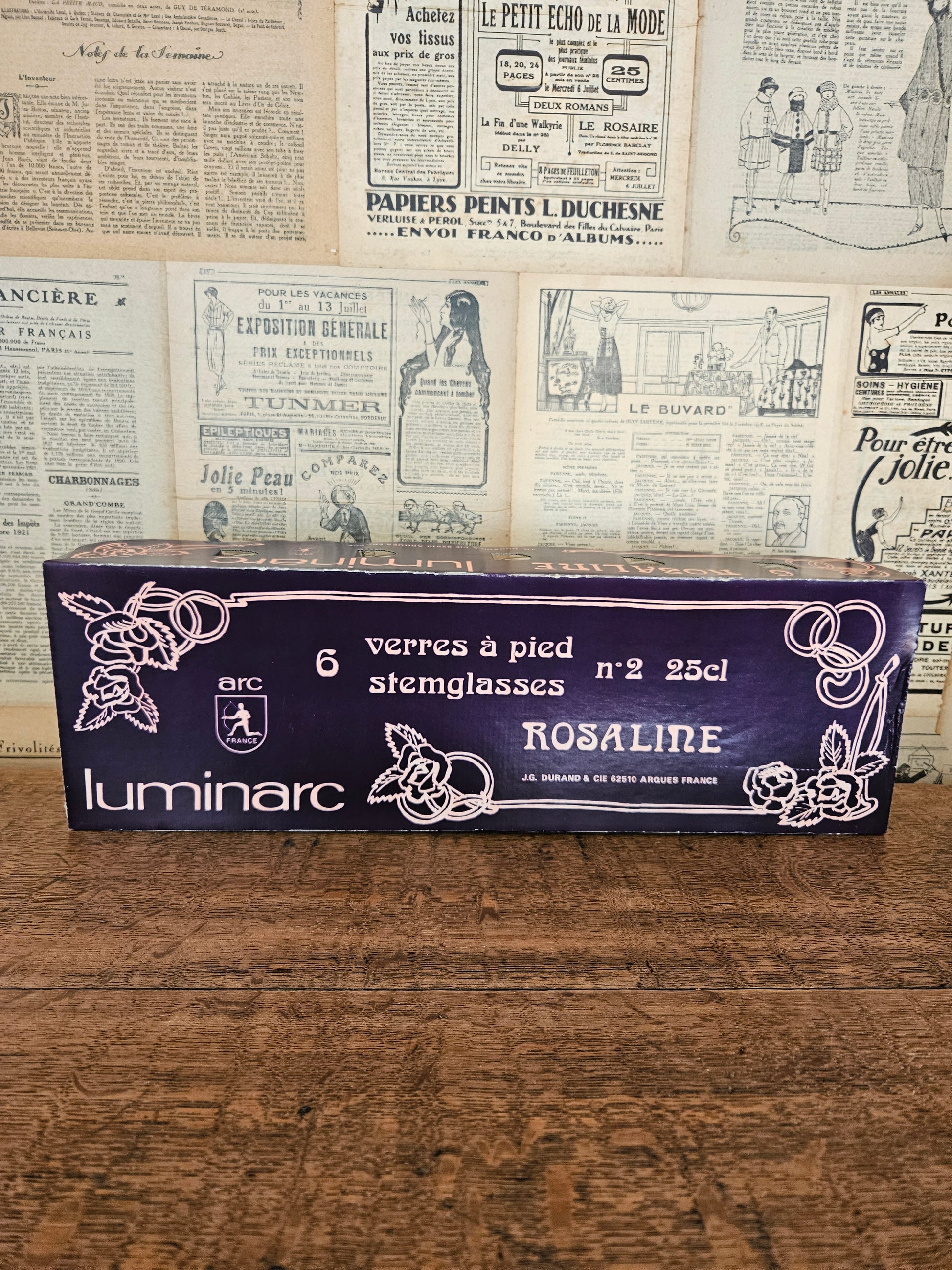 Carton d’emballage vintage Luminarc Rosaline 