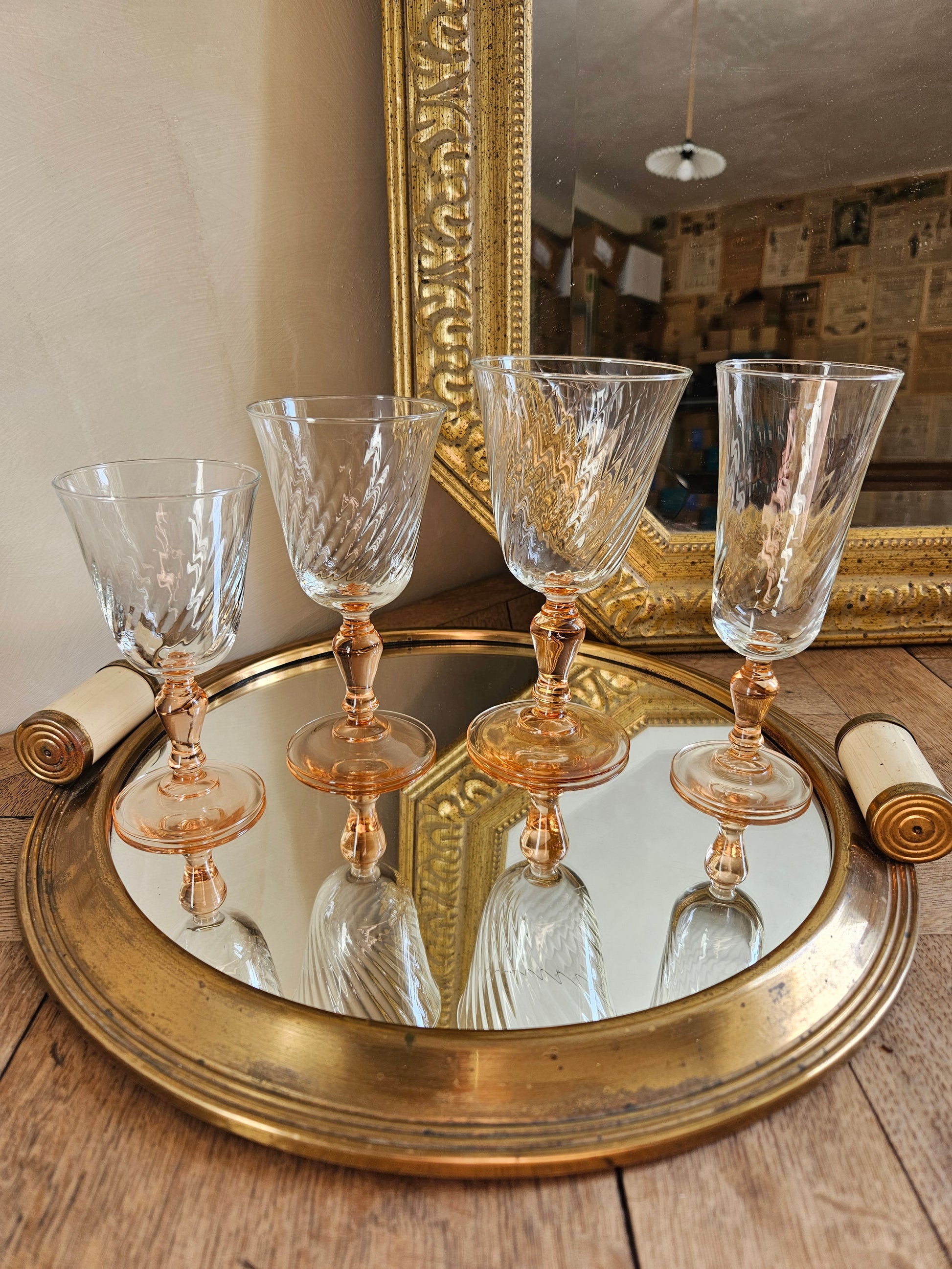 Série de verres vintage Luminarc Rosaline.