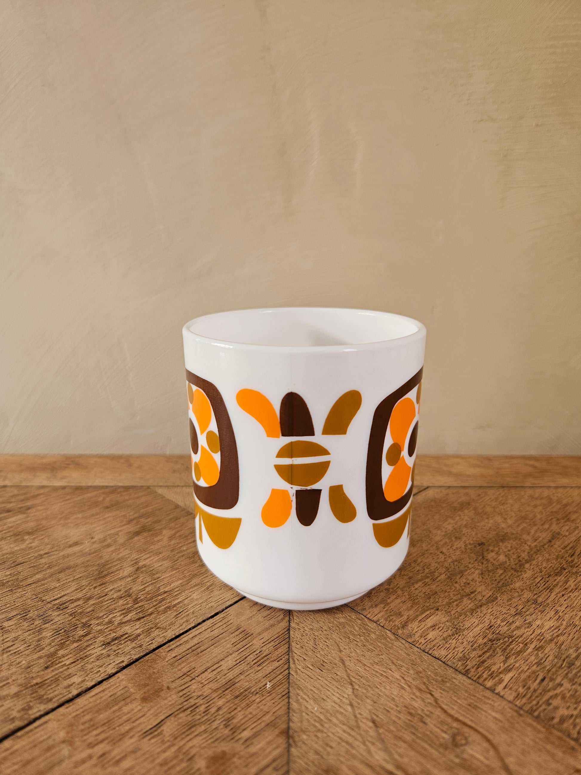 Mug vintage Arcopal, Mobil, orange et marron