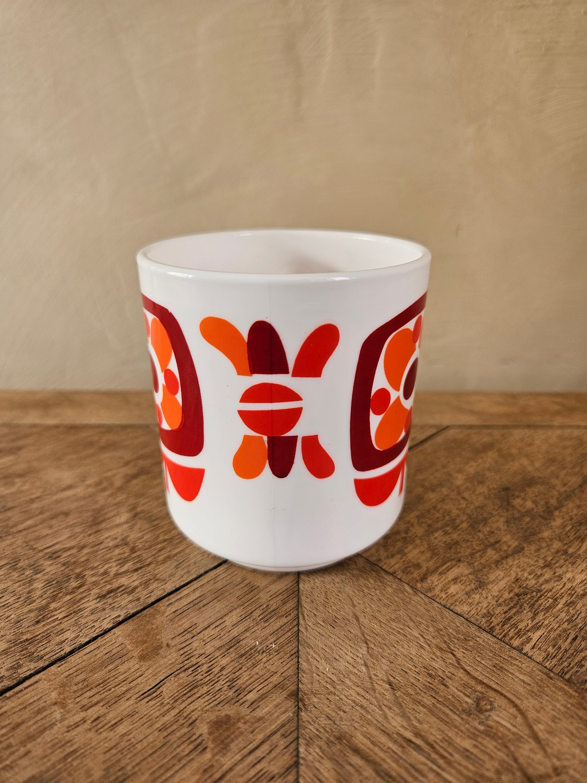 Mug vintage Arcopal, Mobil, rouge et orange