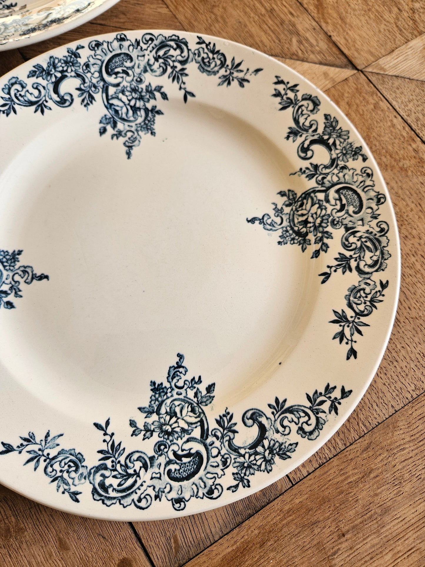 Assiettes plates anciennes dépareillées, Terre de Fer